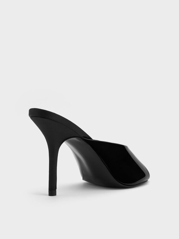 Patent Stiletto Mules, Black Patent, hi-res