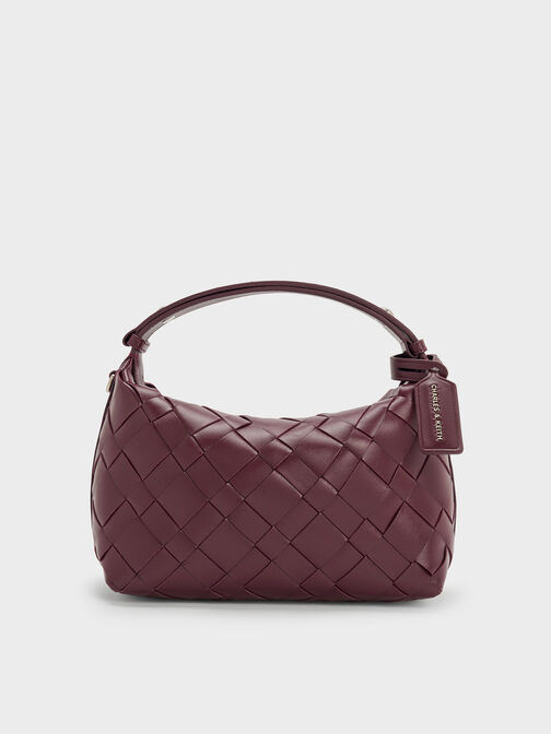 Ivette Woven Shoulder Bag, Wineberry Red, hi-res