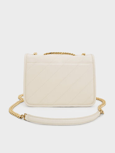 Neva Panelled Chain-Strap Crossbody Bag, Cream, hi-res
