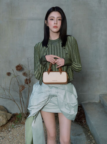 حقيبة مستطيلة سامي من القماش بمقبض مزين بعقدة, رمادي مائل للبني كانفاس, hi-res