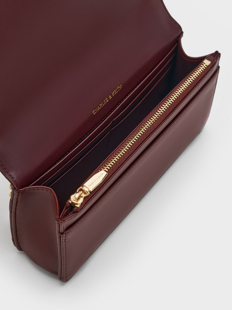 محفظة طويلة بافوتو مبطّنة بمقبض معدني أنيق, شوكولاتي داكن, hi-res