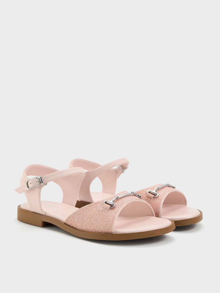 Girls' Erinna Glittered Metallic-Accent Sandals, Light Pink, hi-res
