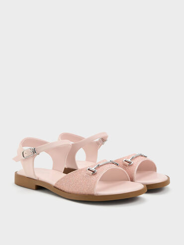 Girls' Erinna Glittered Metallic-Accent Sandals, Light Pink, hi-res
