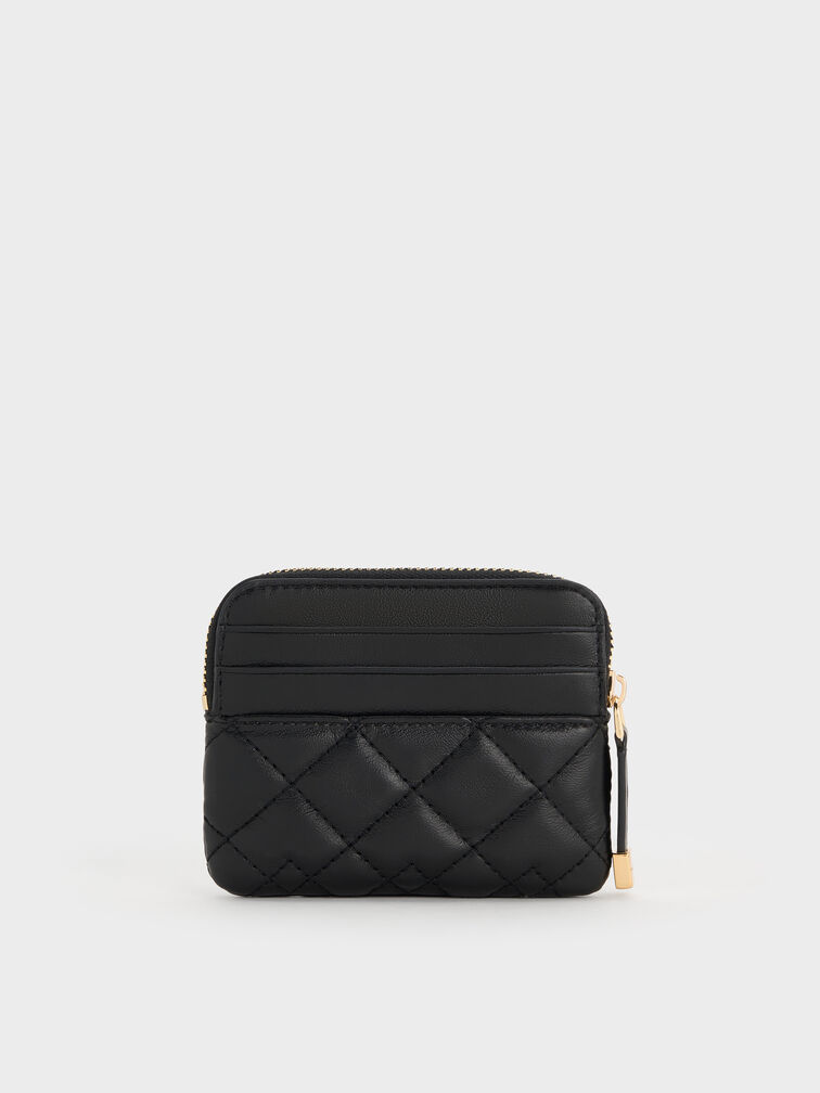 Duo Quilted Card Holder, Black, hi-res