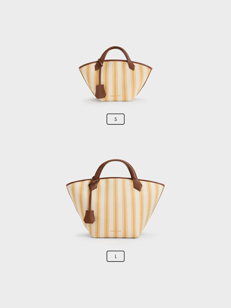 Mini Ivanna Canvas Striped Tote Bag, Butterscotch Yellow, hi-res