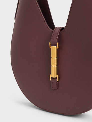 Cesia Metallic-Accent Hobo Bag, Wineberry Red, hi-res