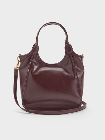 شنطة توت صغيرة سيانا بتأثير مجعد تصميم مرن, أحمر توتي فاخر, hi-res