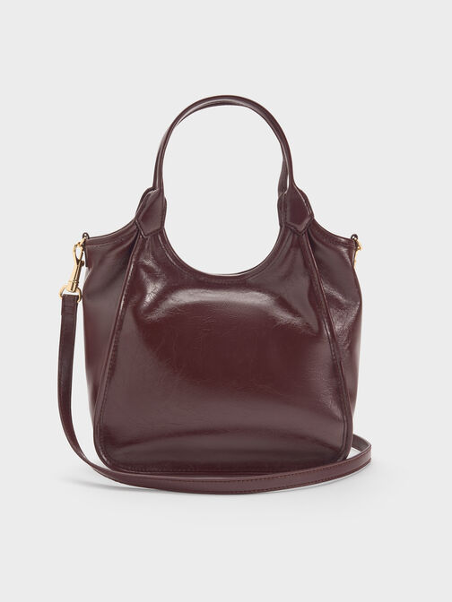 شنطة توت صغيرة سيانا بتأثير مجعد تصميم مرن, أحمر توتي فاخر, hi-res