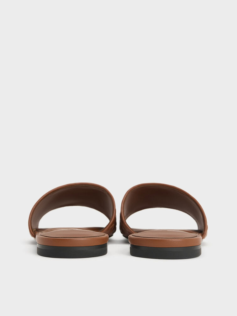 Ivette Woven Slide Sandals, Brown, hi-res