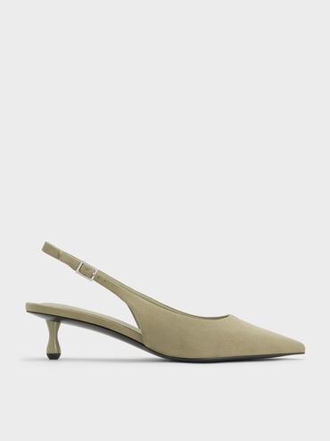 Ruthie Faux Suede Slingback Pumps, Olive, hi-res