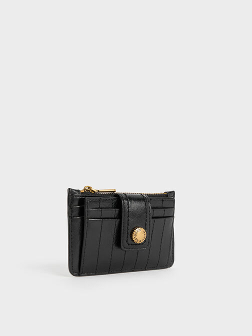 Donna Crinkle-Effect Panelled Card Holder, Black, hi-res