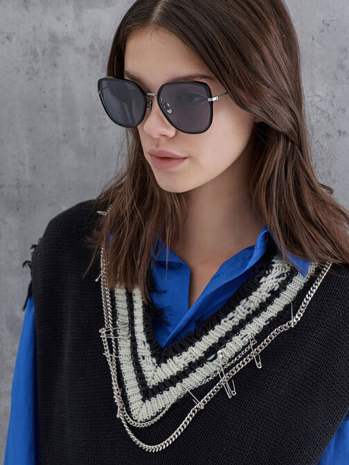 نظارات ليزبث تصميم فراشة, أسود كلاسيكي, hi-res