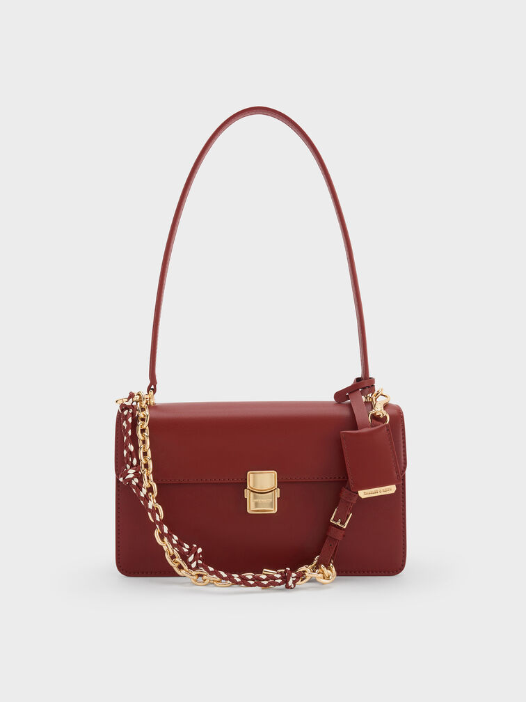 حقيبة كتف من سلسلة حبل أسيلين, برغندي, hi-res