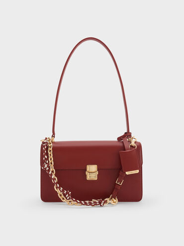 حقيبة كتف من سلسلة حبل أسيلين, برغندي, hi-res