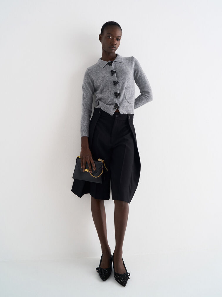 Samantha Envelope Chain-Handle Bag, Black, hi-res