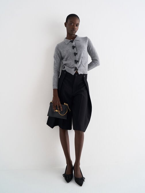 Samantha Envelope Chain-Handle Bag, Black, hi-res