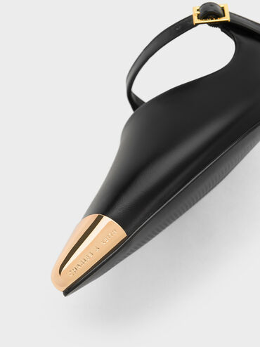 حذاء ميول بكعب ومقدمة ميتاليك, أسود, hi-res