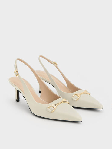 Leslie Metallic-Accent Slingback Pumps, Chalk, hi-res