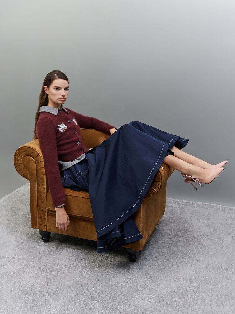 حذاء "تاياري" بسير خلفي من الجلد الطبيعي بحزام مطبوع, وردي, hi-res