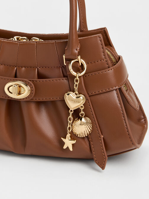 Isolde Belted Ruched Crossbody Bag, Chocolate, hi-res