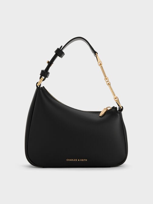 Mini Agatha Chain-Accent Shoulder Bag, Black, hi-res