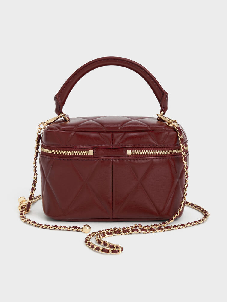 Arwen Quilted Top Handle Vanity Bag, Burgundy, hi-res