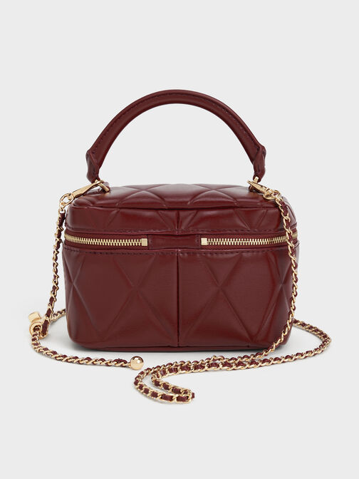 Arwen Quilted Top Handle Vanity Bag, Burgundy, hi-res