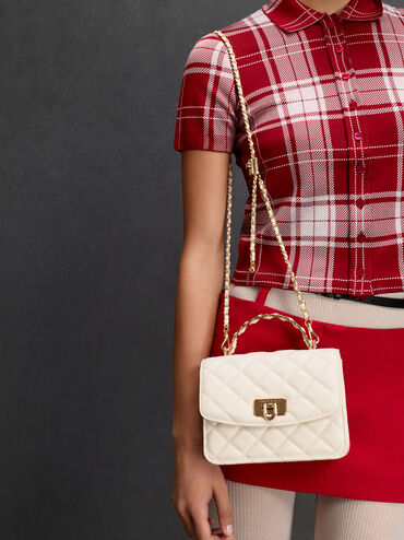 Cressida Quilted Top Handle Bag, Cream, hi-res