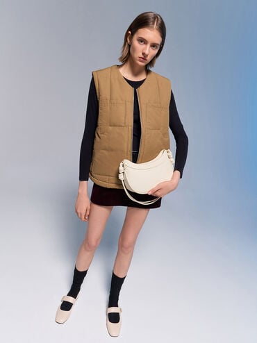 Sabine Knotted-Strap Curved Shoulder Bag, Cream, hi-res