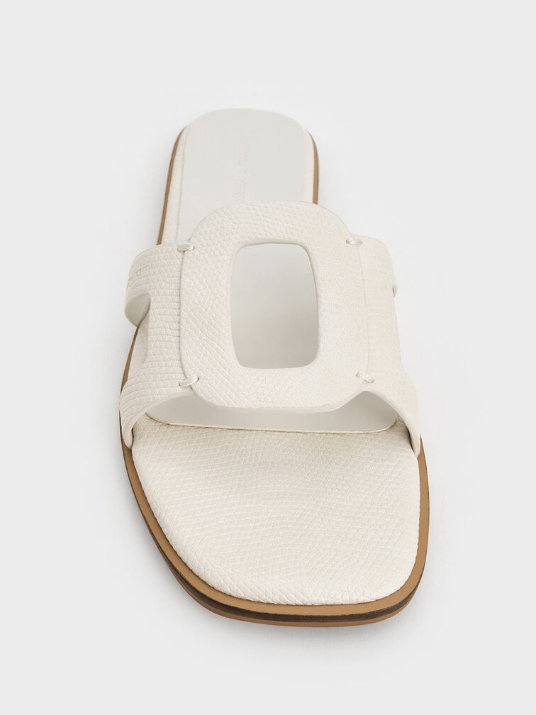 Easley Croc-Effect Cut-Out Slide Sandals, Animal Print White, hi-res