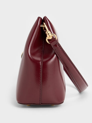 حقيبة كتف ويستريا مزينة بحلية معدنية, برغندي, hi-res