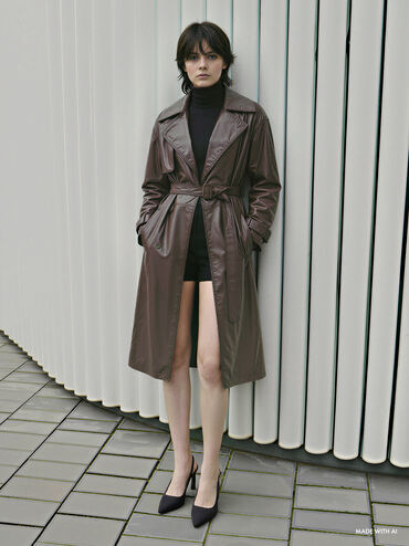 Kerra Twill Pointed Slingback Pumps, Black Textured, hi-res