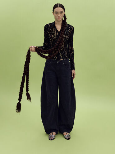 Jaylene Gem Caged Sandals, Black Textured, hi-res