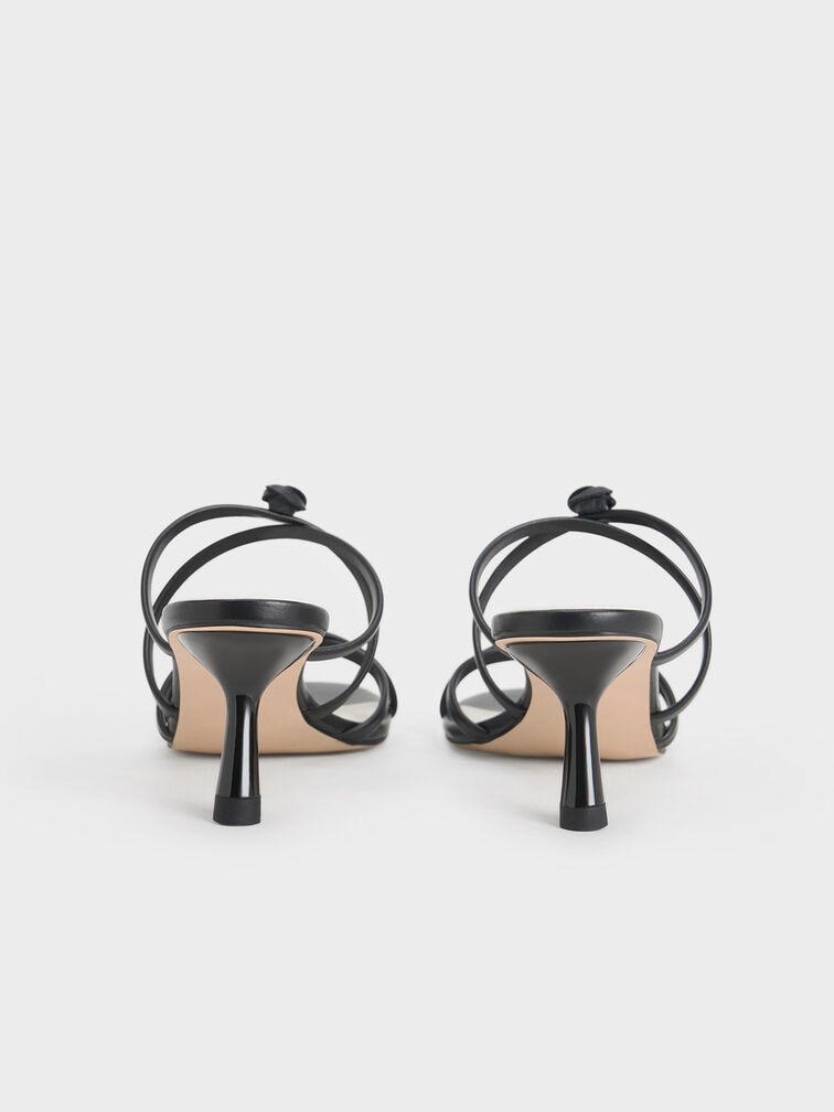 Rose Strappy Slant-Heel Mules, Black, hi-res