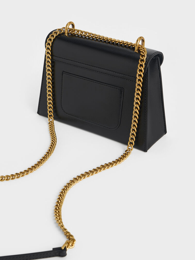 Samantha Envelope Chain-Handle Bag, Black, hi-res