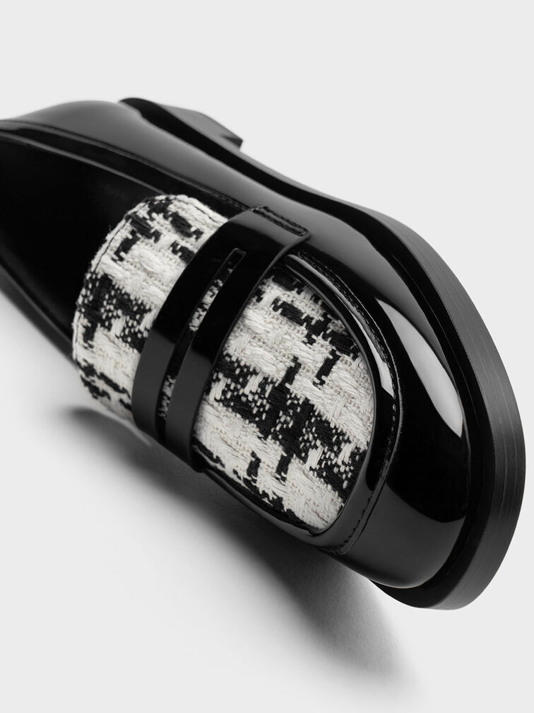 حذاء جريتل تويد بيني لوفرز, أسود براق, hi-res