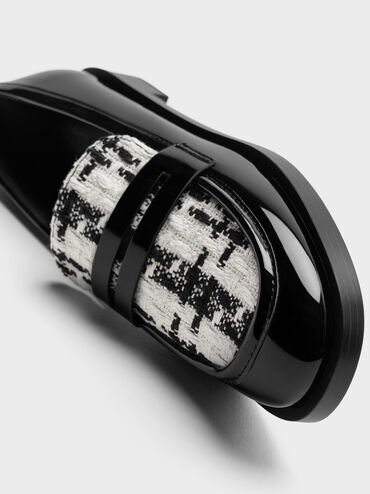 حذاء جريتل تويد بيني لوفرز, أسود براق, hi-res