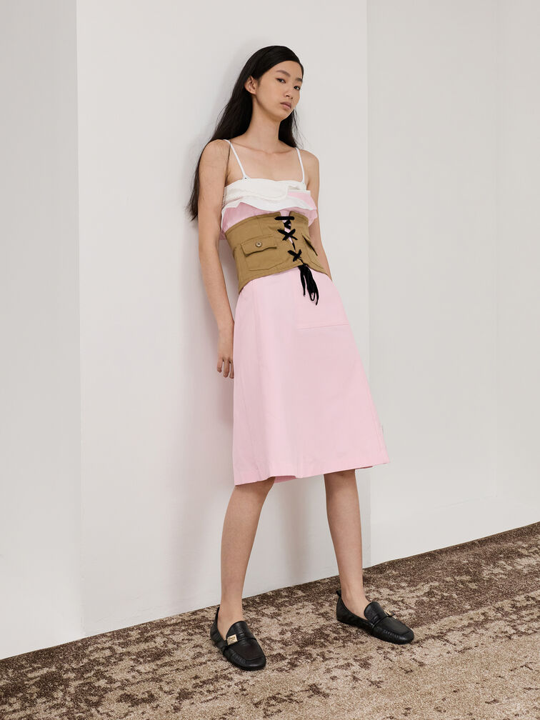 Cody Leather Metallic-Buckle Ruched Loafers, Black, hi-res