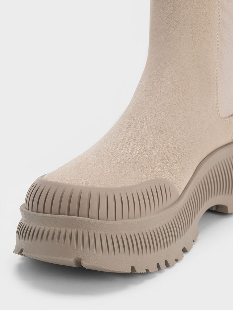 Darra Faux Suede Ridged-Sole Chelsea Boots, Beige, hi-res