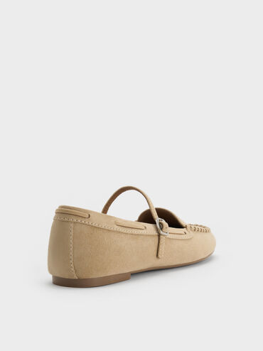Gale Faux Suede Mary Jane Loafers, Beige, hi-res