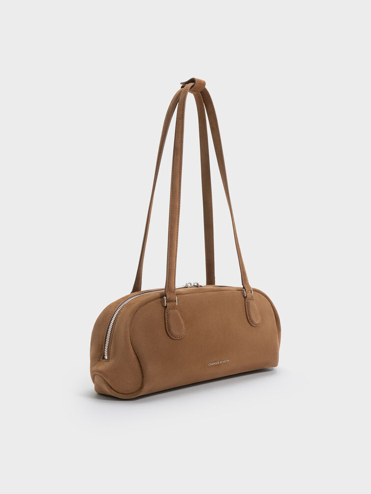 شنطة كتف نيلي شمواه معاد التدوير مستطيلة, بني موكا, hi-res