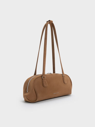 شنطة كتف نيلي شمواه معاد التدوير مستطيلة, بني موكا, hi-res