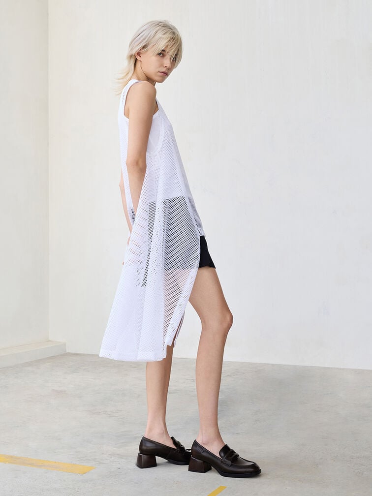 حذاء بامبس بيني لوفرز بكعب مائل, بنى, hi-res