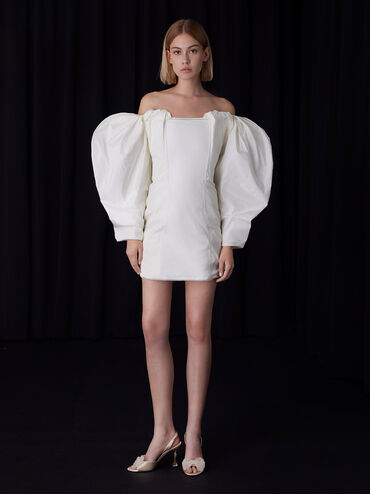 حذاء كعب بحزام خلفي مزين بفيونكة خرزية, شامباني, hi-res