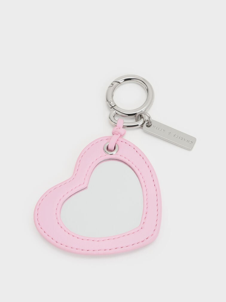 Heart Quilted Mirror Charm, Bubble Gum Pink, hi-res