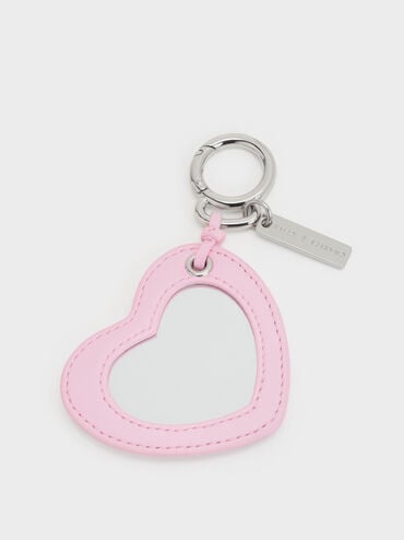 Heart Quilted Mirror Charm, Bubble Gum Pink, hi-res