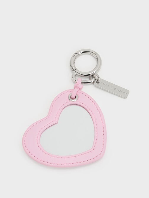 Heart Quilted Mirror Charm, Bubble Gum Pink, hi-res