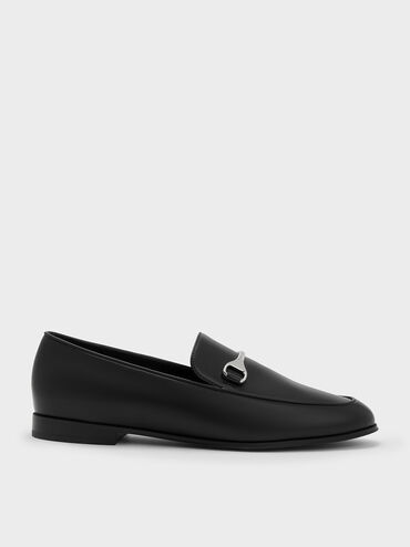 Leslie Metallic-Accent Loafers, Black, hi-res