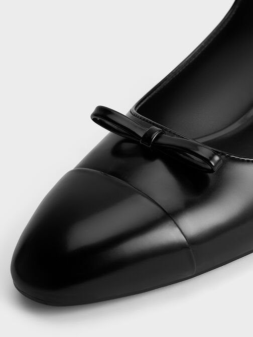 Bow Cap-Toe Mary Jane Pumps, Black Boxed, hi-res