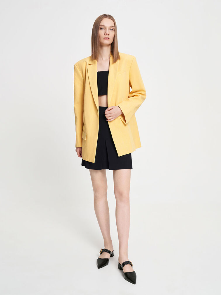 صندل مولز بكعب عالٍ سيفي بإبزيم بلمسة معدنية ومقدمة مدببة, أسود, hi-res